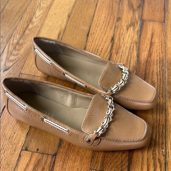 Talbots Shoes - Talbots Brown Leather Loafers with Chain Detail 6.5